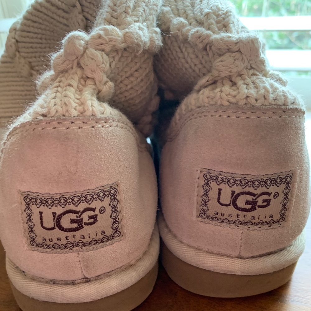 UGG Cream Knitted Boots - Size 8